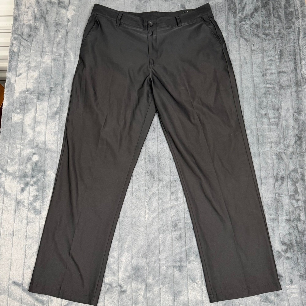 Adidas Climalite Mens Black Golf Pants 38x32 Flat Front Lightweight Athletic